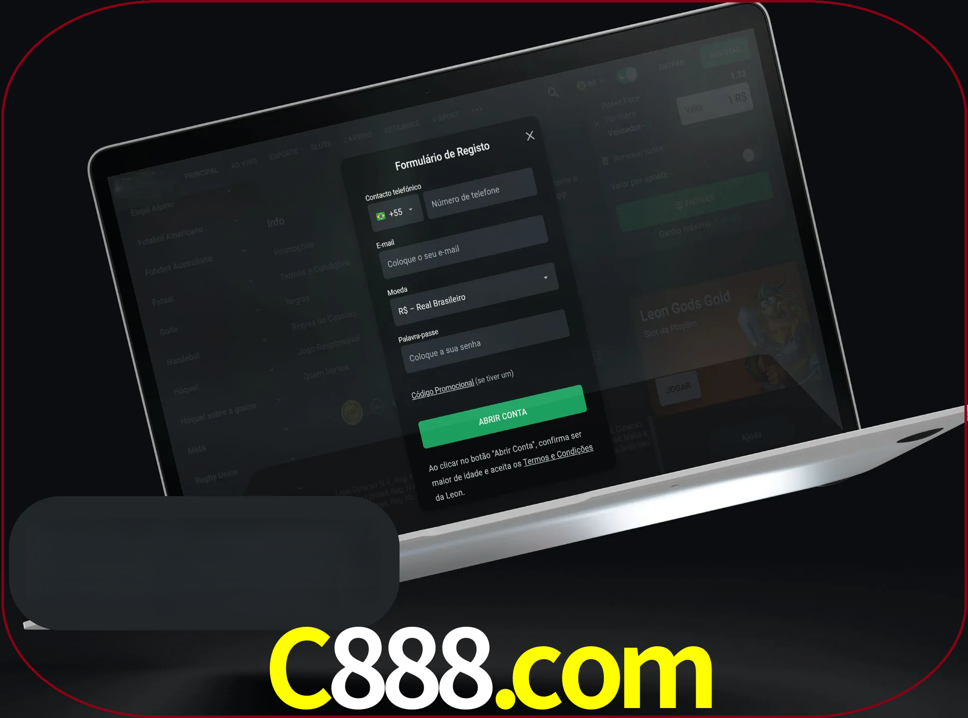 Abra o site da LeonBet e crie sua própria conta.